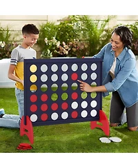 Gouun Wooden 4-in-a-row Game Set with 42 Pcs Chips and 600D Oxford Fabric Carrying Bag