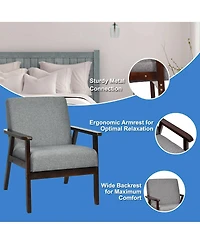 Gouun Solid Rubber Wood Fabric Accent Armchair