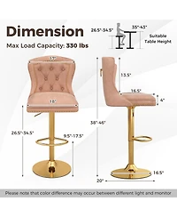 Gouun Set of 2 Bar Chairs with Footrest Electroplated Metal Base and Anti-Slip Ring