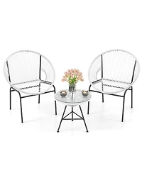 Gouun 3 Pieces Patio Acapulco Furniture Bistro Set with Glass Table