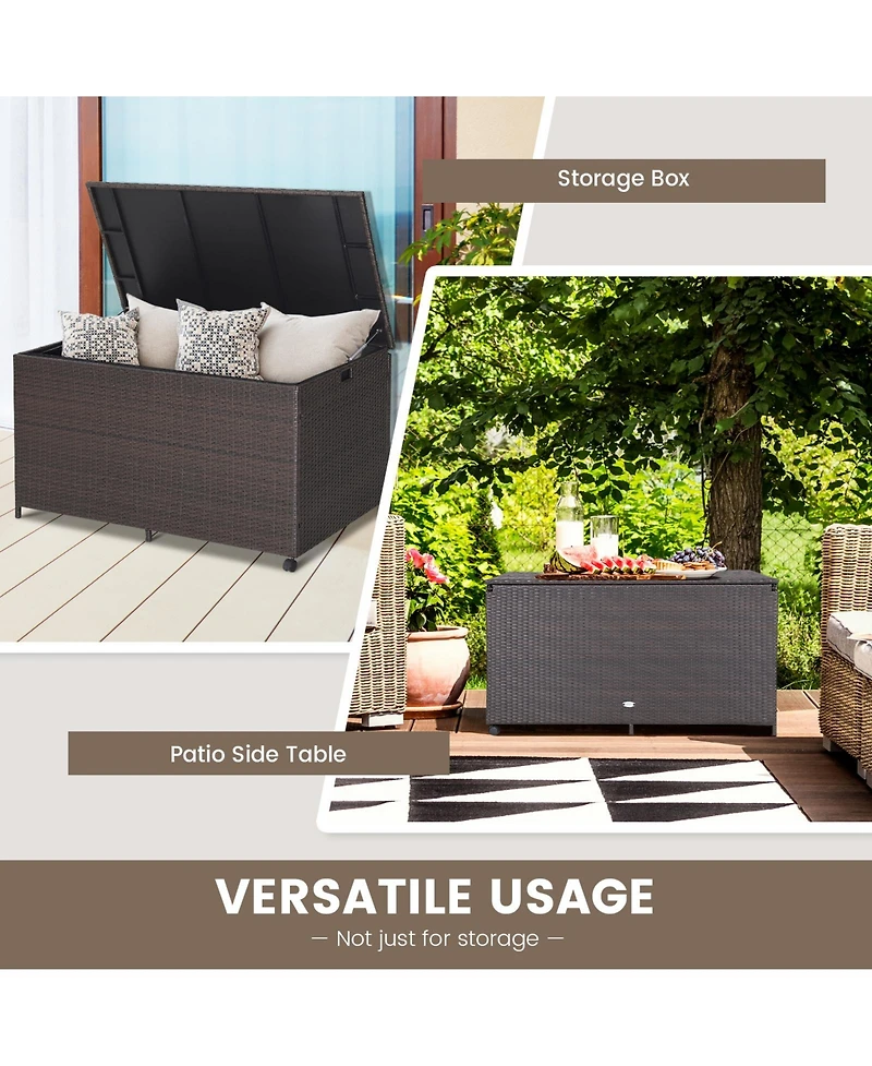 Gouun Outdoor Wicker Storage Box with Zippered Liner-133 Gallon