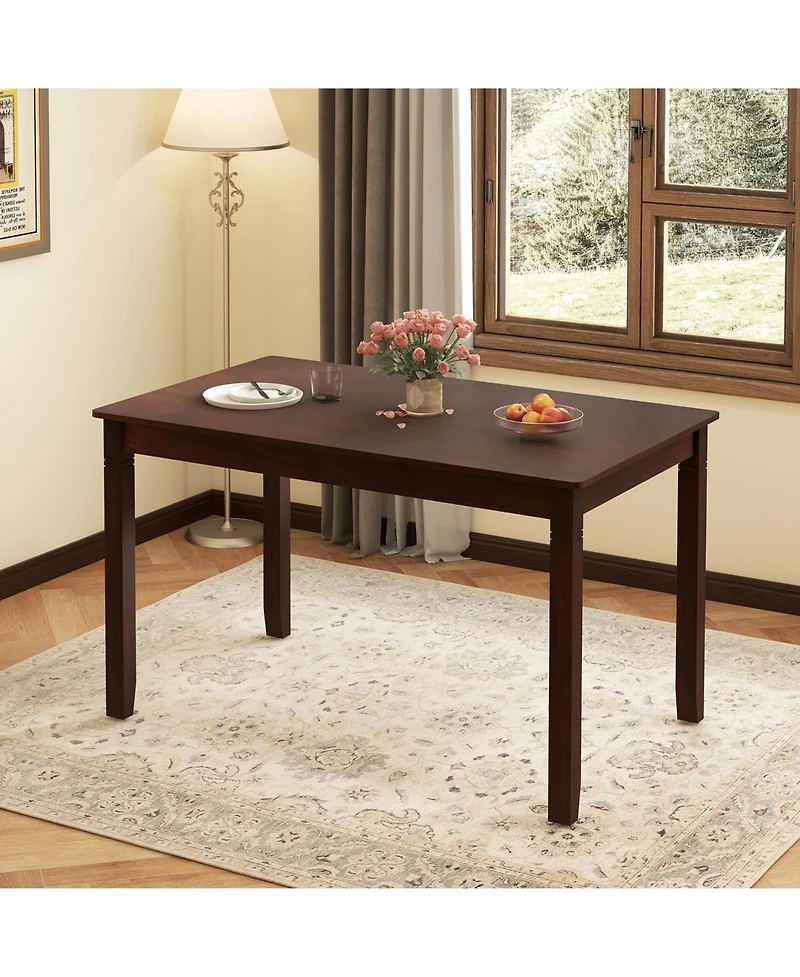 Gouun 48-Inch Wooden Dining Table for 4 People Rectangular Kitchen Table with Rubber Wood Legs-Cherry