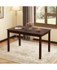 Gouun 48-Inch Wooden Dining Table for 4 People Rectangular Kitchen Table with Rubber Wood Legs-Cherry