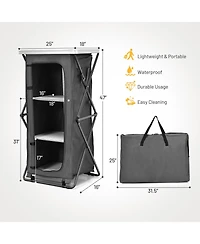 Gouun Folding Camping Storage Cabinet with 3 Shelves and Carry Bag