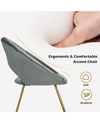 Gouun Modern Accent Velvet Dining Arm Chair with Metal Legs and Soft Cushion