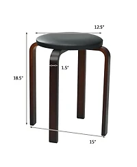 Gouun Set of 4 Bentwood Round Stool Stackable Dining Chairs with Padded Seat