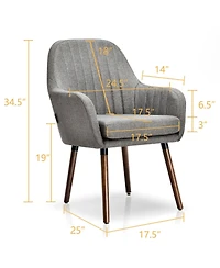Gouun Set of 2 Fabric Upholstered Accent Chairs with Wooden Legs