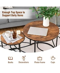 Gouun Set of 2 Modern Round Stacking Nesting Tables for Living Room