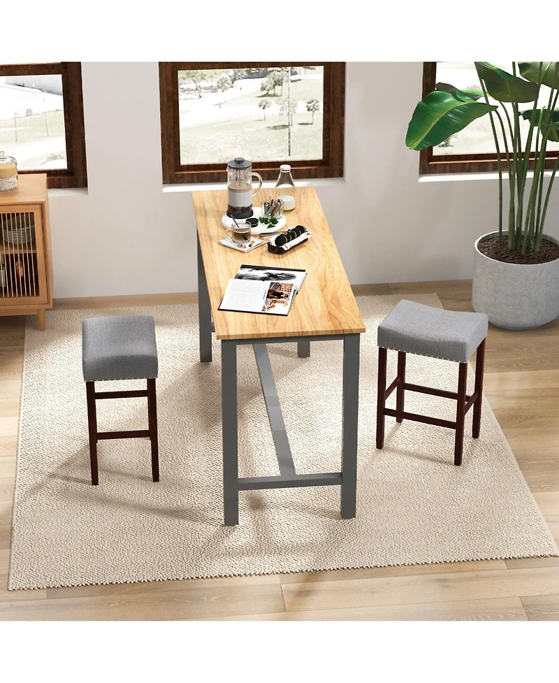 Gouun Set of 2 25 Inch Bar Stool with Curved Seat Cushions