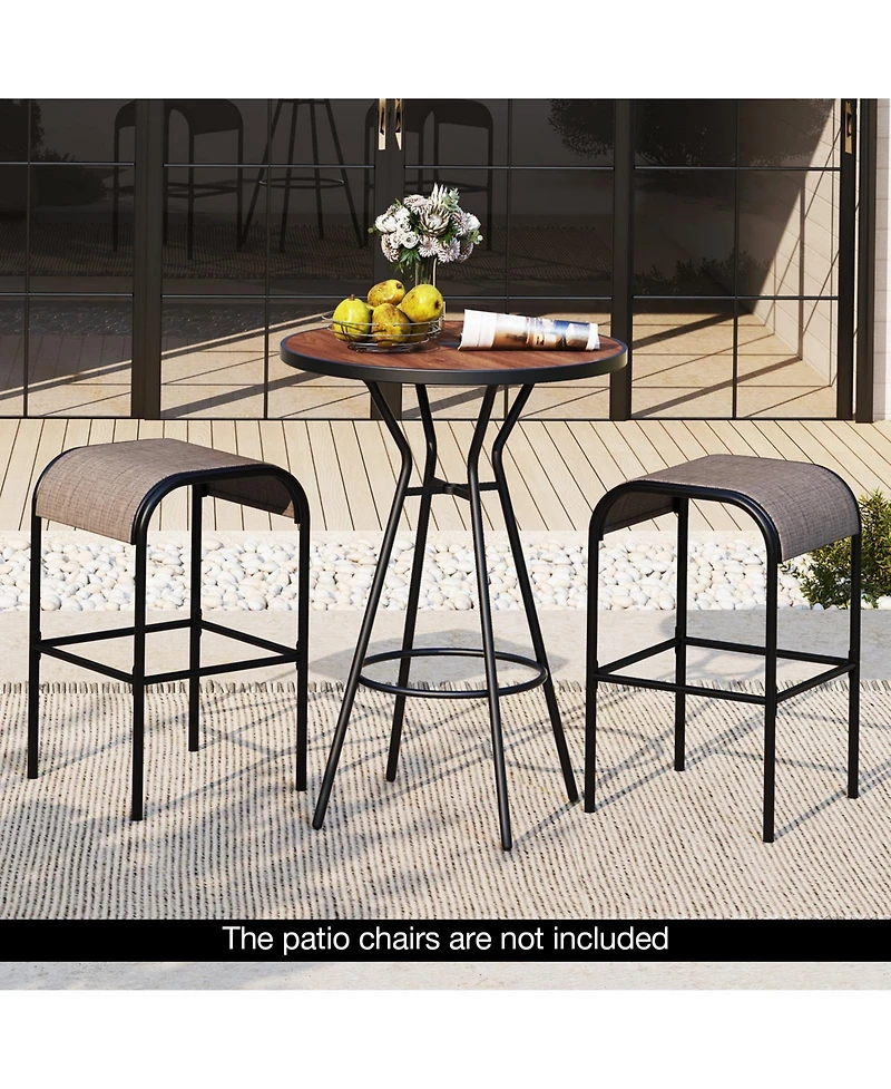Gouun 28 Inches Outdoor Bar Table with Wood-Like Tabletop for Backyard Garden