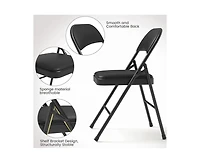 4 Pack Folding Chairs With Padded Cushion and Back, Folding Chairs for Outside, Foldable Chairs With Metal Frame Hold Up to 350 Lbs, Metal Chairs for