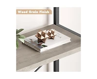 gaomon Bookshelf 5 Tier Bookcase Arched Display Racks Tall Standing Bookshelves Metal Frame Farmhouse Storage Rack Shelf Grey Book Shelf for Bedroom