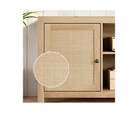 gaomon Boho Tv Stand for 65 Inch, Rattan Entertainment Center with 2-Tier Storage