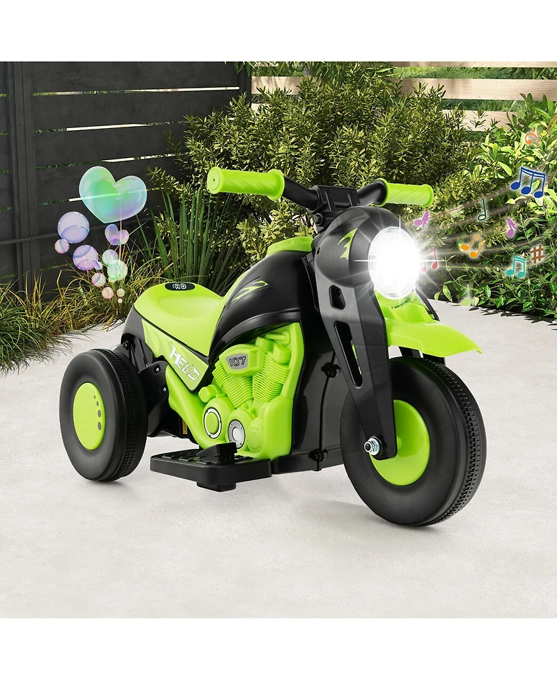 Gymax 6V Kids Bubble Car Electric Ride on Motorcycle w/ Music Button & Led Headlight