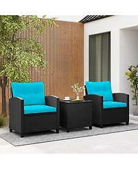 Gouun 3 Pieces Patio Furniture Set with Tempered Glass Table