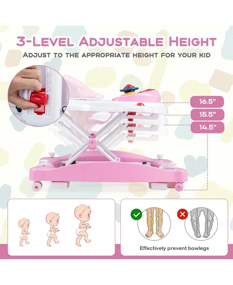 Gouun 6 in 1 Foldable Baby Walker with Adjustable Height