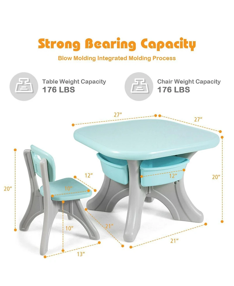 Gouun In/Outdoor 3-Piece Plastic Children Play Table & Chair Set