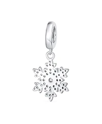Bling Jewelry Christmas Dangle Snowflake Bead Charm .925 Sterling Silver