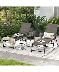 Gouun 2 Piece Patio Folding Chaise Lounge Chairs Recliner with 6-Level Backrest