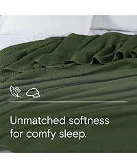 Doz by Sijo Waffle Blanket 50% Bamboo Viscose Cotton, Lightweight, Ultra Soft, Breathable