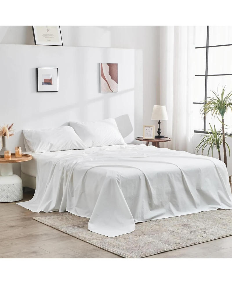 Doz by Sijo Doz 100% Gots Certified Organic Percale Cotton Sheet Set, Hotel Crisp Cool, Breathable