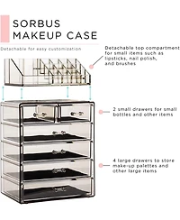 Sorbus 2 Piece Acrylic Makeup and Jewelry Storage Organizer Case (6 Drawers Lipstick Tray