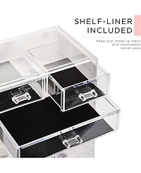 Sorbus 2 Piece Acrylic Makeup and Jewelry Storage Organizer Case (6 Drawers and Lipstick Tray