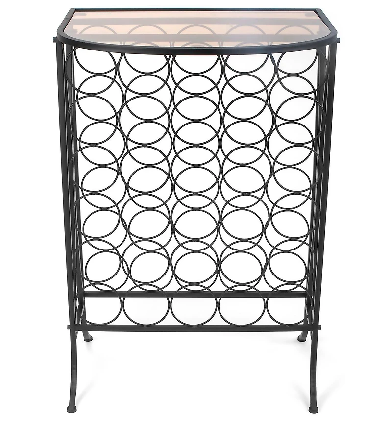 Sorbus Wine Rack Stand Bordeaux Chateau Style with Glass Table - Holds 30 Bottles