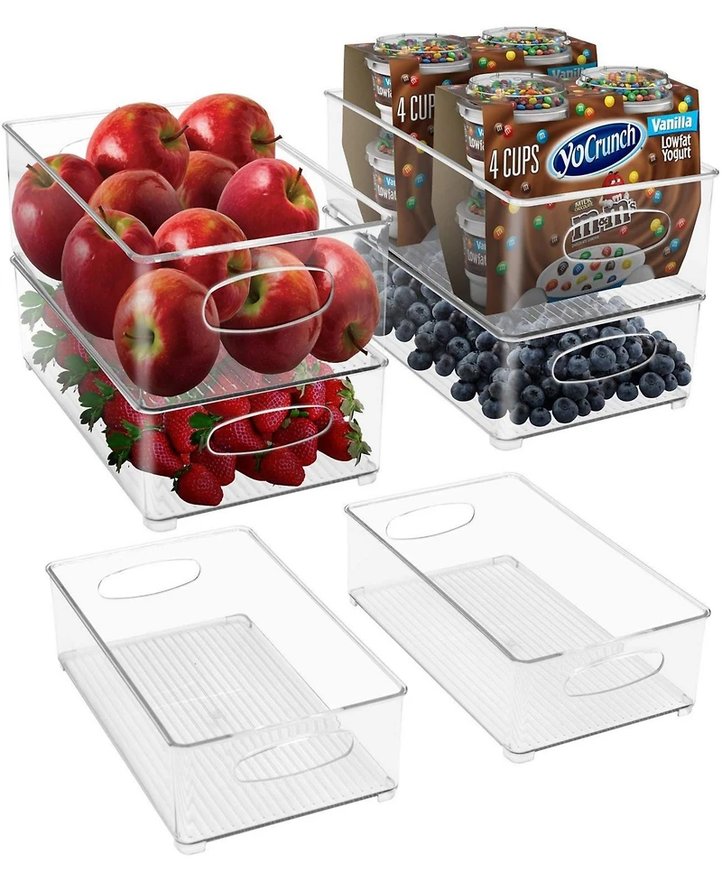 Sorbus Pack Medium Stackable Clear Storage Bins with Handles- for Kitchen Pantry