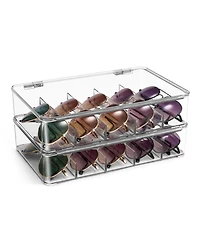 Sorbus 2 Pack Clear Stackable Plastic Sunglass Holder with Hinged Lid for Eyewear Display Includes 5 Sections