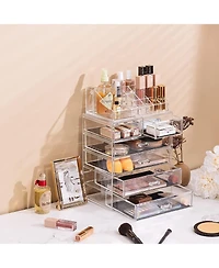 Sorbus 2 Piece Acrylic Makeup and Jewelry Storage Organizer Case (6 Drawers Lipstick Tray