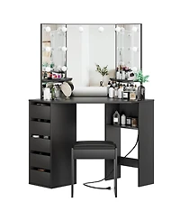gaomon Vanity Desk with Mirror and Lights - Vanity with 3 Lighting Options