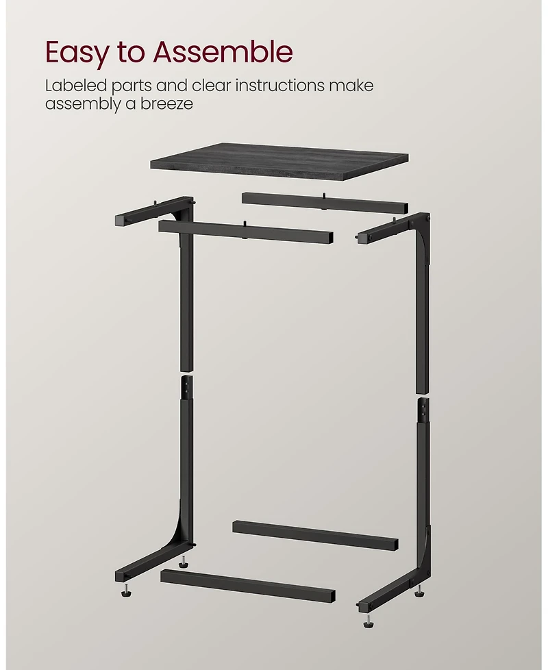 Industrial C-shaped Side Table With Metal Frame