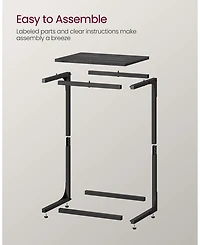 Industrial C-shaped Side Table With Metal Frame