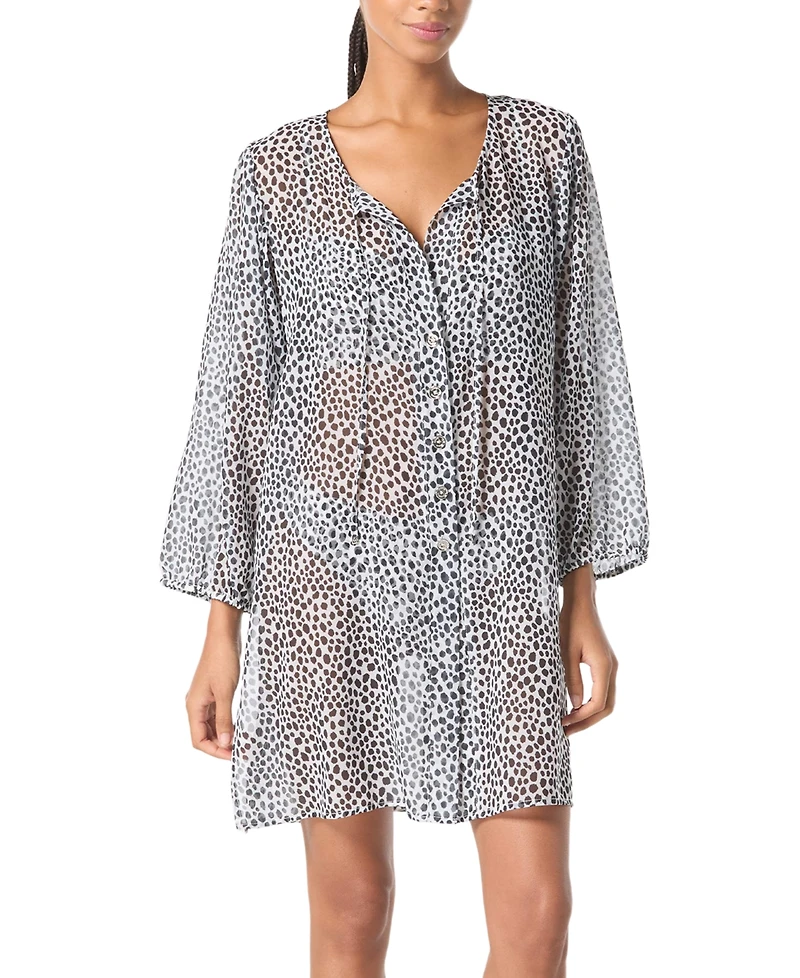 Michael Michael Kors Women's Chiffon Button-Front Cover-Up