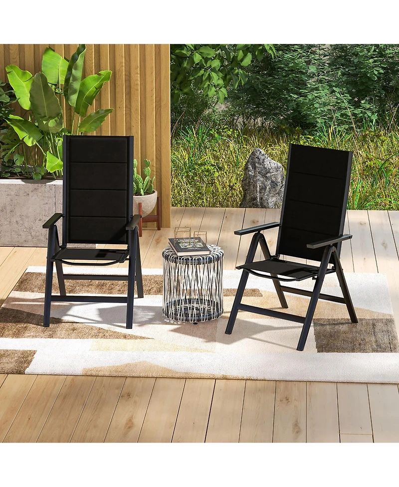 Gymax Set of 2 Patio Folding Chairs Lightweight Outdoor Dining Chairs w/ Padded Seat