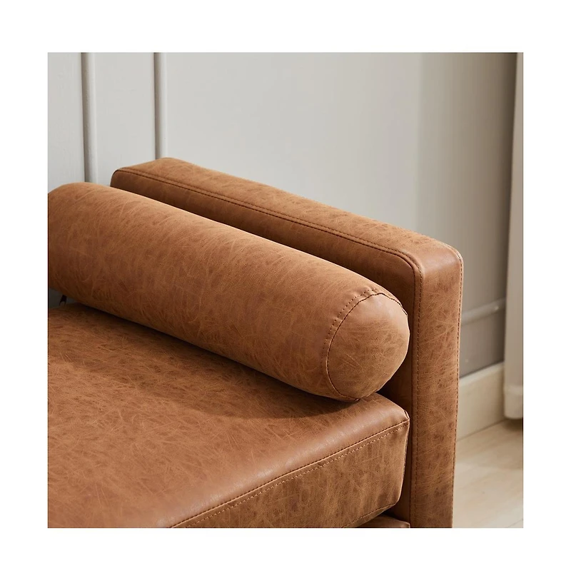 66" Upholstered Bench Daybed Ottoman with Wood Legs for Bedroom, Living Room, Entryway-The Pop Home