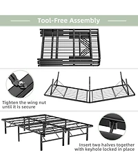 Gouun Queen Size Foldable Metal Platform Bed with Tool-Free Assembly-Queen size