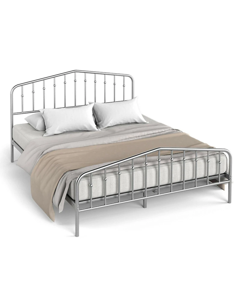 Gouun Queen Size Metal Bed Frame Platform Headboard and Footboard with Storage