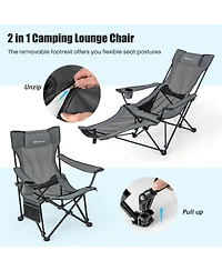 Gouun Camping Lounge Chair with Detachable Footrest Adjustable Backrest