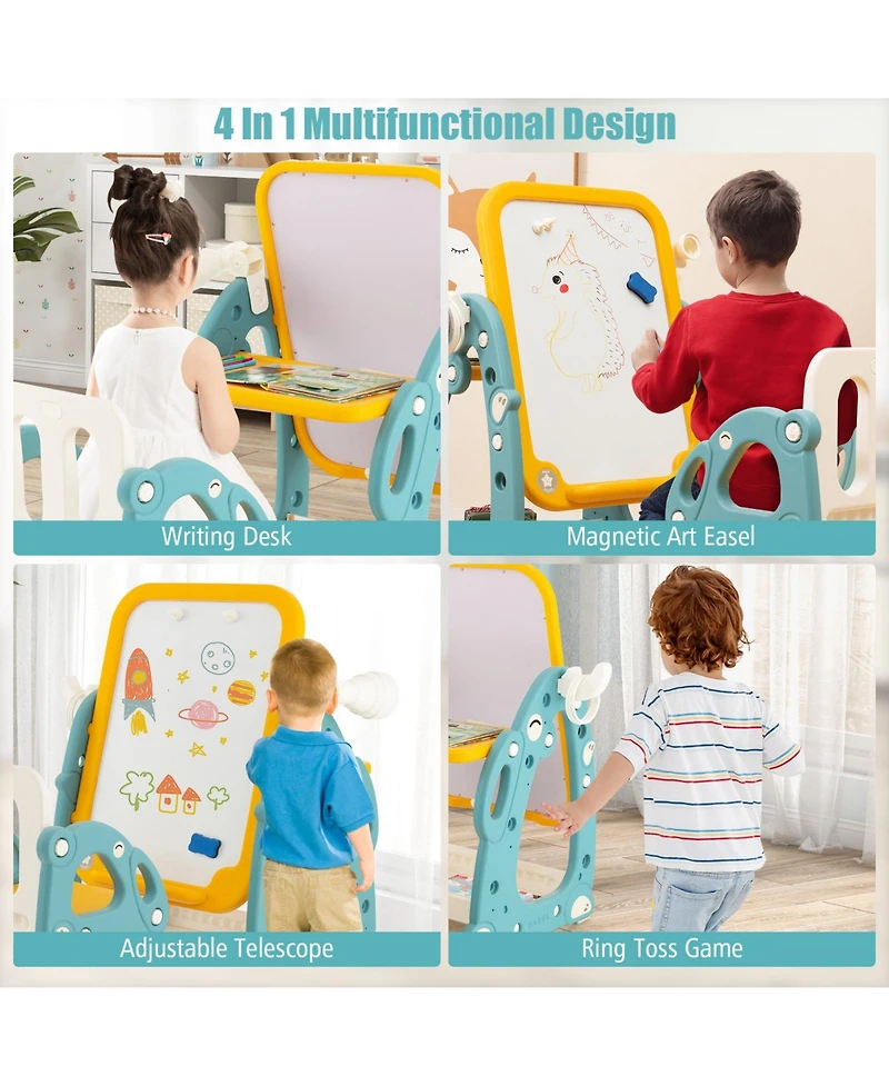 Gouun Kids Art Easel with Chair and 3-Level Adjustable Whiteboard