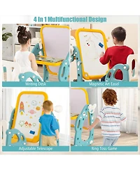 Gouun Kids Art Easel with Chair and 3-Level Adjustable Whiteboard
