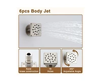 Casainc 3 Functions 12 Inch Wall Mount Thermostatic Shower System with 6 Body Jets