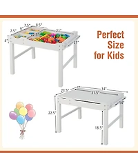 Gouun Kids Multi Activity Play Table Wooden Building Block Desk with Storage Paper Roll