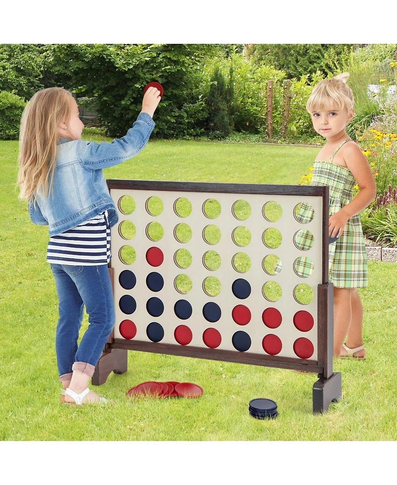 Gouun Wooden4-in-a-row Game Set with 42 Pcs Chips and 600D Oxford Fabric Carrying Bag