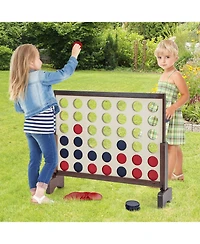Gouun Wooden4-in-a-row Game Set with 42 Pcs Chips and 600D Oxford Fabric Carrying Bag