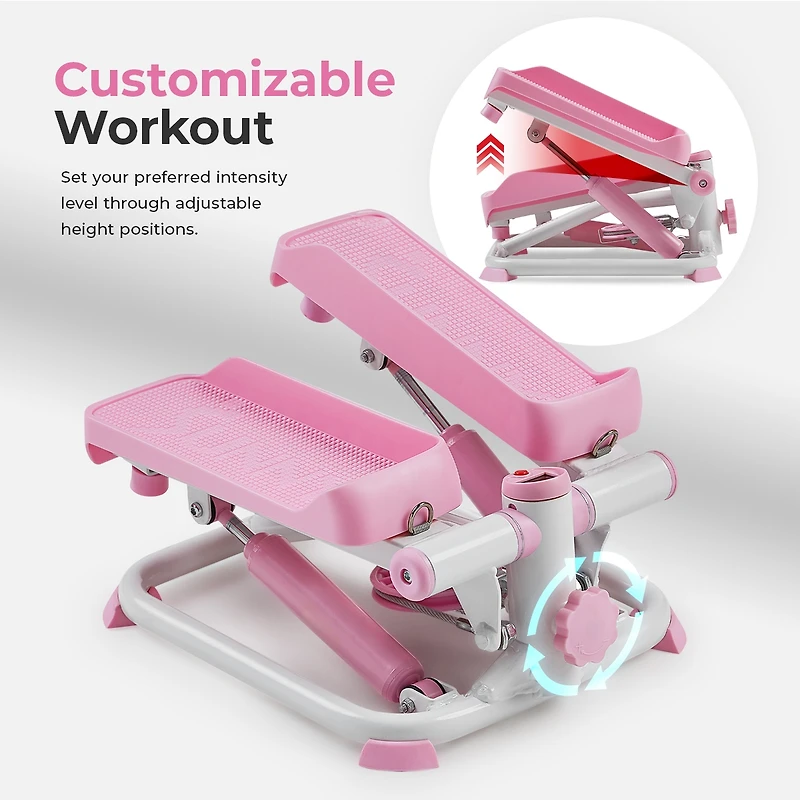 Sunny Health & Fitness Pink Smart Mini Stepper, Stair Step Stepper Full-Body Workout with Free SunnyFit App Connection