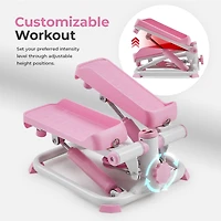 Sunny Health & Fitness Pink Smart Mini Stepper, Stair Step Stepper Full-Body Workout with Free SunnyFit App Connection