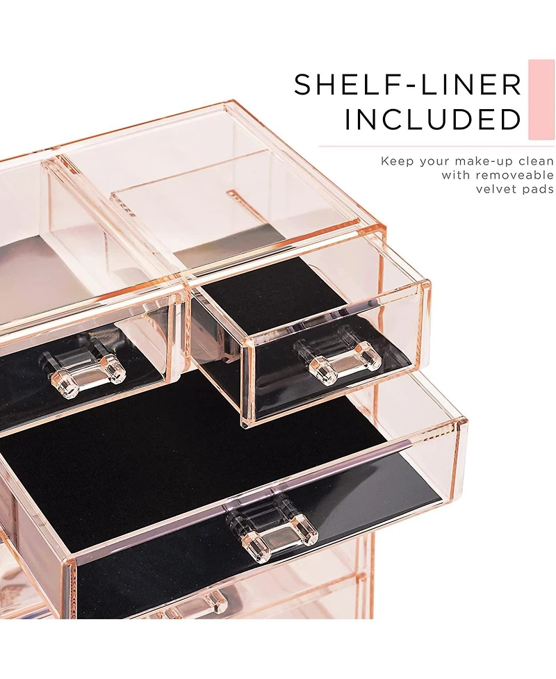 Sorbus 2 Piece Acrylic Makeup and Jewelry Storage Organizer Case (6 Drawers Lipstick Tray