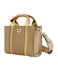True Religion Licensed Faux Leather Mini Tote Bag with Branded Straps